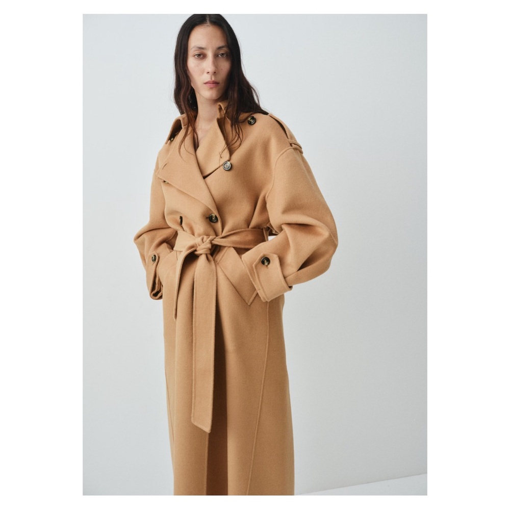 Mango Double Breasted Wool Camel Belted Coat